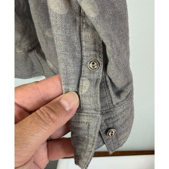 HINGE Womens Polka Dot Flannel Button Up Small Gray Chest Pockets Smart Casual - Picture 10 of 13